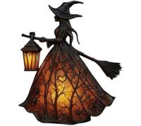 Halloween Witch Lamp, Gothic Spooky Witch Decor With Holding Lantern, Small Stained Glass Figurine Lights, For Home, Tabletop, Party Decor, For Halloween And Gift (1pcs)