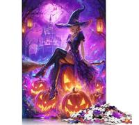 Halloween Witch on Pumpkins Puzzle Imposible,desafío for Adults Entretenimiento Creativo 1000 Piezas Obra De Arte De Juego De para Adultos Y Niños A Partir De 12 Años 1000pcs (75x50cm)