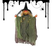 Halloween Witch Ornaments, Light-Up Spooky Pendant Decor for Tree, Glowing Halloween Hanging Ornament Creepy Haunted House Prop Indoor Outdoor Party Wall Porch Garden Living Room Hallway Fence Balcony
