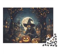 Halloween Witch Puzzle 1000 Piezas Material Reciclado Jack-o'-Lantern Puzzles for Chico & Chica A Partir de 6 Años Juego Educativo Desafío Parent Boy & Girl Toy 52x38cm/1000Ps