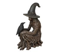 Halloween Witch Statue, Raven Table Decor with Gothic Style, Resin Craft