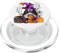 Halloween Witch with Pumpkin Spider and Bats Funny GNOME PopSockets PopGrip para MagSafe
