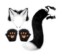 Halloween Wolf Costume - Girls Cosplay Kit with Realistic Tail, Clip-On Ears and Gloves, Easy Wear Accessory for Hallowen, Stage, Carnival, Anime Cosply, Dress Up | Durable Lightweight Material Fun Pe