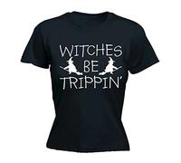 Halloween Womens T-Tshirts Camisetas y Tops Witches Be Trippin Funny Fancy Dress Fitted White Yellow Black Red Mens Women T Tshirts Camisetas y Tops 100% Cotton(Small)