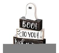 Halloween Wooden Ghost Table Sign, Cute Rustic Ghost Decorations for Indoor Home, Farmhouse Shelf Display, Fireplace Mantle, Party Favors Seasonal Holiday Decoration, 5.91x1.38 Inches