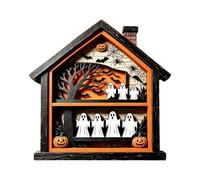 Halloween Wooden Haunted House - Wooden Ghost Spooky Decoration, Figurine