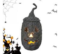Halloween Woven Pumpkin - Artificial Rattan 20x10x10cm, Rustic Jack