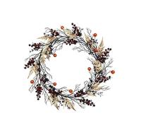 Halloween Wreath - Black Twig Garland with Berries Golden Leaves Gothic