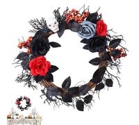 Halloween Wreath | Halloween Rose Flower Hanger with Berries Skull |