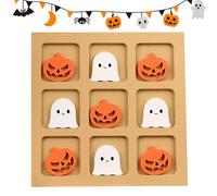 Halloween XO Chess Board Game - Wooden Tic tactoe Game | Funny Thinking Strategy Game for Kids Adults | Travel-Friendly Educational Toy | School Car Airplane Dinner Game Night Fun