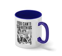 Halloween You Cant Sit With Us Crazzy Hocus Pocus Witchers Blanca taza de café con el borde azul y la manija Mug