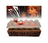 Halloween Zombie Chick, 3D Creepy Hatching Chicks Deviled Eggs,Spooky Eggshell LED Display with Creepy Hatching Chicks, Haunted House Tabletop Centerp