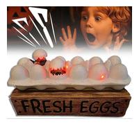 Halloween Zombie Chick, 3D Creepy Hatching Chicks Deviled Eggs,Spooky Eggshell LED Display with Creepy Hatching Chicks, Haunted House Tabletop Centerp