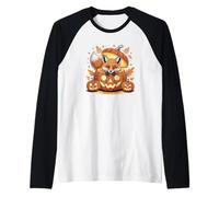 Halloween Zorro Calabaza Zorros Camiseta Manga Raglan