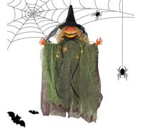 Halloweens Witch Ornaments, Light-Up Glowing Witch Pendant, Spooky Tree Hanging Decor, Creepy Haunted House Prop, Halloween Accent for Wall, Room, Party Display, 12.6 Inches