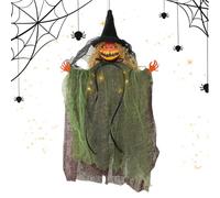 Halloweens Witch Ornaments, Light Up Spooky Witch, 12.6in Creepy Haunted Decoration, Glowing Pendant Design, Eye Catching Tree Prop for Indoor Wall, Outdoor Yard, Living Room Decor