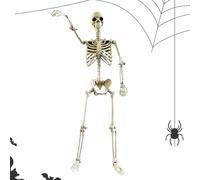 HalloweenSkeleton - 35.43x9.45 Inches PosableSkeleton, Movable Joints, Creative RealisticSkeleton | Weather Resistant Outdoor Decoration Spooky Photo Prop Party Supplies for Courtyard Porch Lawn Ha