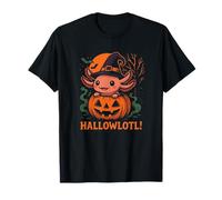 Hallowlotl Cute Axolotl Halloween Pumpkin Witch Camiseta