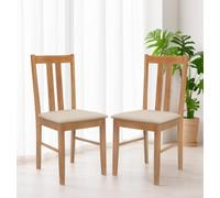 Hallowood Furniture Aston,Juego de sillas de comedor de tela de 2 pulgadas, acabado de roble claro, silla de comedor de madera maciza con almohadillas de tela, hogar, restaurante y café
