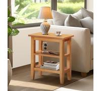 Hallowood Furniture Aston - Mesa auxiliar con efecto de roble con estantes, mesa de centro de madera, mesita de noche, mesa consola, mesa auxiliar, soporte para plantas, mesas de lámpara, mesa pequeña