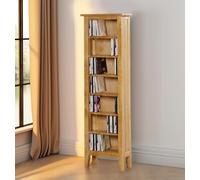 Hallowood Furniture Aston Oak - Almacenamiento Con 7 Estantes, Estantería Alta Para CD, Libros y Sala de Estar, Unidad de Armario