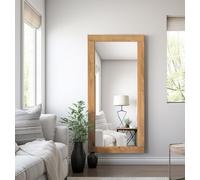 Hallowood Furniture Waverly - Espejo de Pared Grande con Marco de Roble Macizo, Largo y Estrecho para Colgar en la Sala de Estar, baño y Pasillo (138 x 68 cm)