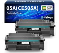 Halloya 05A 05X CE505A CE505X Tóner Compatible para HP 05A 05X Laserjet P2035 P2055DN P2035N P2055 P2055D P2055X P2030 P2050 CE505D CE505AD CE505XD (2 unidades) Paquete de