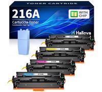 Halloya 216A Cartuchos de Tóner Compatible con HP 216A W2410A W2411A W2412A W2413A para Color LaserJet Pro MFP M183fw M182n M182nw M155a M155nw (4 Pack, con Chip)