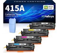 Halloya 415A Tóner (con Chip) Compatible para HP 415A 415X Tóner para LaserJet Pro M454dw, M454dn, MFP M479fdw, M479fdn, M479dw, Enterprise M455dn, M480f (W2030A W2031A W2032A W2033A)