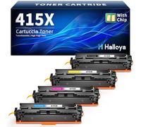 Halloya 415X con chip compatible para HP 415X 415A para HP Color Laserjet Pro MFP M479fdw Toner M479dw M454dw M454dn M479fdn M479fnw M480f W2030X W2031X W2032X W2033X (415X - Pack Negro Cian Amarillo