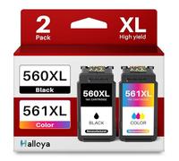 Halloya 560 561 XL Pack Replacement pour Canon 560 561 PG-560XL CL-561XL pour Pixma TS5350i TS7450i TS5350a TS7450 TS5350 TS5351 TS5351a TS5353 TS5300 (Noir Tri-Colore, 2-Pack)