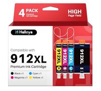 Halloya 912XL 912 Cartuchos de Tinta Compatible con HP 912 XL Tinta para HP OfficeJet 8010 8012 8013 8014 8015 8017 OfficeJet Pro 8022 8020 8021 8023 8024 8025 (Negro Magenta Cian Amarillo, 4-Pack)