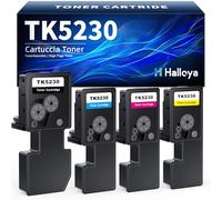 Halloya TK5230 Compatible para Kyocera TK-5230 TK 5230 para ECOSYS M5521Cdw M5521Cdn P5021Cdn P5021Cdw P5021 M5521 TK-5230K TK-5230C TK-5230Y K-5230M (4 Paquete)