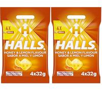 Halls Caramelos Duros Sabor Miel y Limón, 4 x 32g (Paquete de 2)