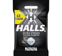 Halls Caramelos Sabor Extra Fuerte, Sin Azúcar, Paquete de 4 x 32g