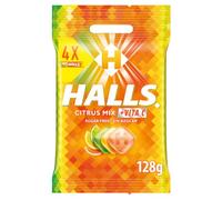 Halls Cítricos Mix Caramelos Duros Sabor Cítrico, 4 x 32g | Caramelos sin azúcar con sabor cítrico y efecto refrescante, perfectos para disfrutar de frescor en cualquier momento