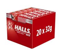 Halls Fresa, Caramelo Sin Azúcar, Caja de 20 Sticks de 32 g | Caramelos sin azúcar con sabor a fresa y efecto refrescante, perfectos para disfrutar de frescor en cualquier momento
