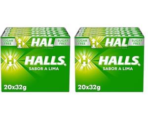 Halls Lima - Caramelo duro - Caja con 20 Sticks de 32 g (Paquete de 2)