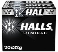 Halls Menta Fuerte, Caramelo Sin Azúcar, Caja de 20 Sticks de 32 g