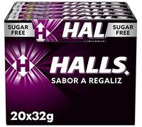 Halls Regaliz - Caramelo duro - Caja con 20 Sticks de 32 g