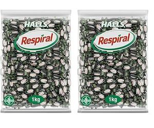 Halls Respiral Caramelos Duros Refrescantes Sabor Regaliz y Mentol Sin Gluten - Bolsa Grande 1kg (Paquete de 2)