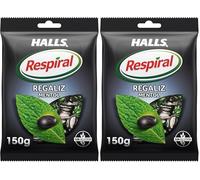 Halls Respiral Caramelos Refrescantes Sabor a Regaliz y Mentol Sin Gluten, 150 g (Paquete de 2)