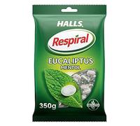 Halls Respiral Caramelos Sabor Eucalipto y Mentol, Bolsa de 350 g | Caramelos con sabor a eucalipto y mentol, perfectos para disfrutar de frescor en cualquier momento