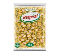 Halls Respiral Caramelos Duros Refrescantes Sabor Miel y Mentol Sin Gluten - Bolsa Grande 1kg