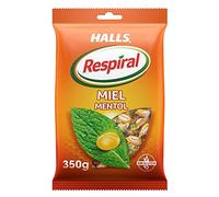 Halls Respiral Caramelos Sabor Miel y Mentol, Sin Gluten, Bolsa de 350 gr