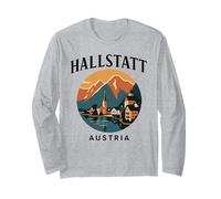 Hallstatt, Austria, Lake Village, Viajes Retro, esquí Alpino Manga Larga