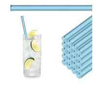 HALM Neón Azul Vidrio-Pajitas Reutilizables Sorbete - 50 Unidades rectas 20 cm para Hostelería, Restaurante, Bar, Cafetería, Hotel - Apto para Lavavajillas - Tubos de Cristal