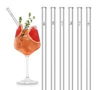 HALM Pajitas de Cristal - Edición Festiva para Navidad con Grabado - 6 Unidades rectas 20 cm - Sorbetes de Vidrio Reutilizables - incl. cepillo de limpieza sin plástico - Pajillas de Vidrio