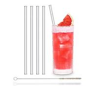 HALM pajitas de vidrio 23 cm de largo 4 unidades rectas reutilizables pajillas de cristal + cepillo de limpieza sin plástico sorbetes vidrio cañitas