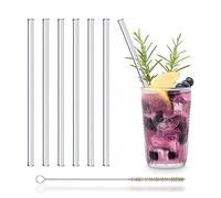 HALM Pajitas de vidrio 6 piezas en diseño de cristal: Efectos de luz reflectantes, extravagante sorbete de cristal - Pajillas 20cm - Reutilizable - Resistente - Apto para lavavajillas
